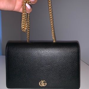 Gucci Black Small Marmont Chain Wallet Bag